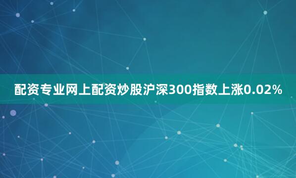 配资专业网上配资炒股沪深300指数上涨0.02%