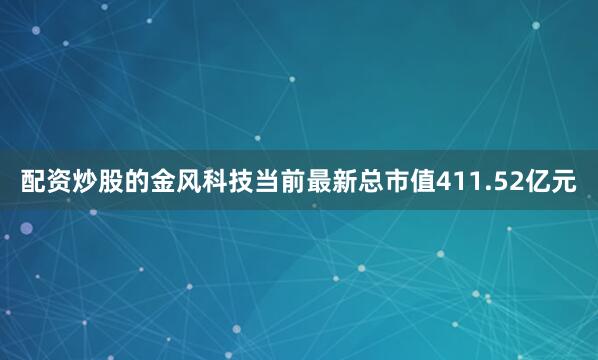 配资炒股的金风科技当前最新总市值411.52亿元
